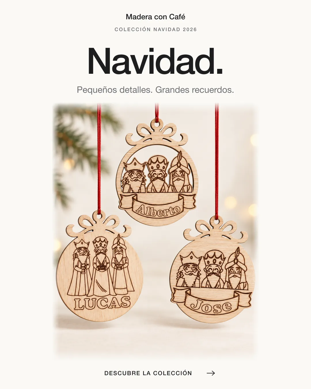 Portada del catálogo de Navidad 2026 de Madera con Café