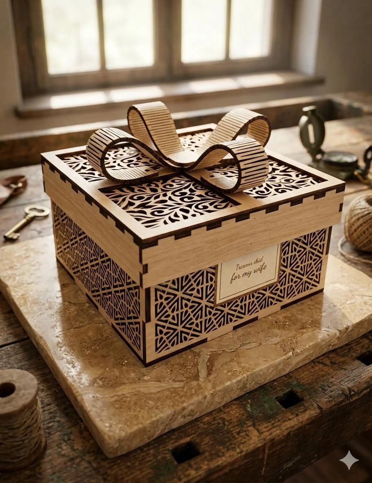 Caja de madera grabada a láser para boda regalo personalizado alianzas