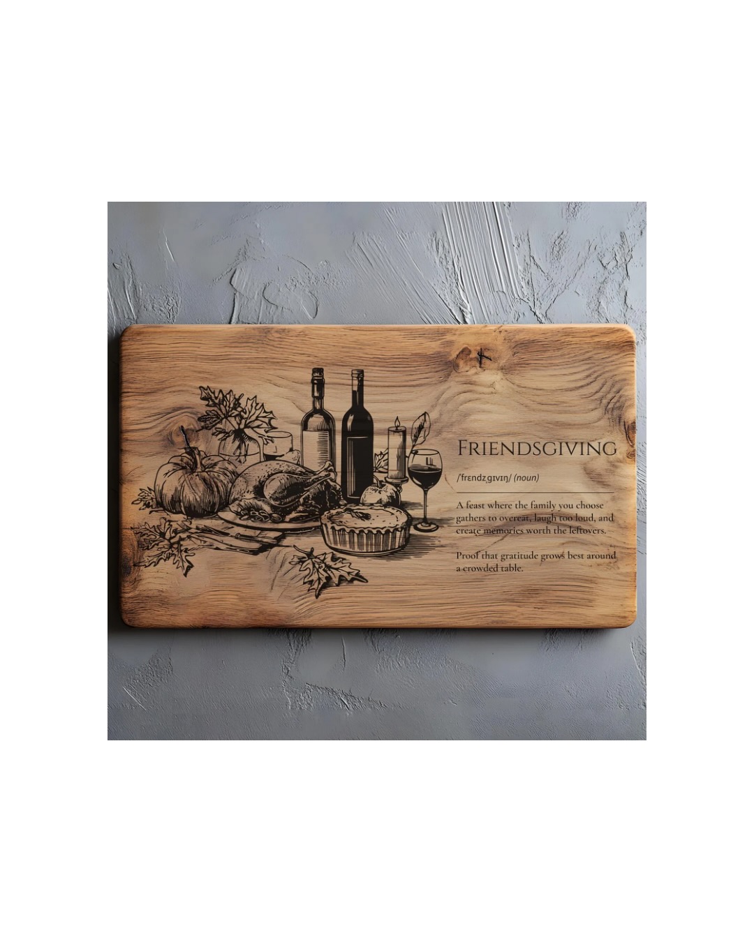 Tabla de madera personalizada grabada láser con motivo vino